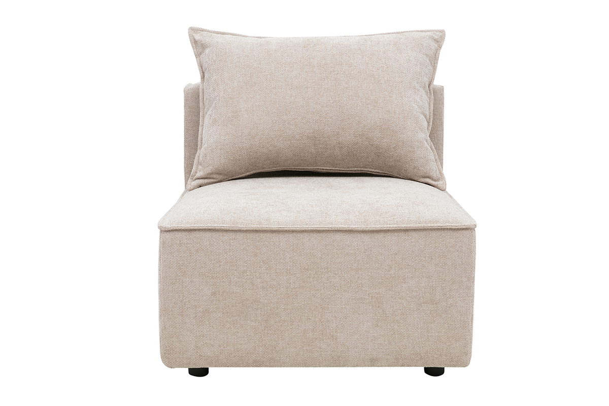 Module droit pour canap� en tissu effet velours textur� beige KERRY
