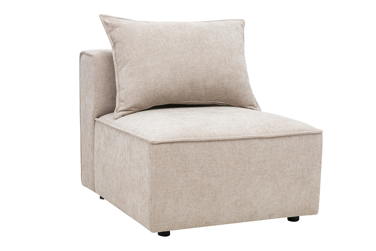 Module droit pour canap� en tissu effet velours textur� beige KERRY