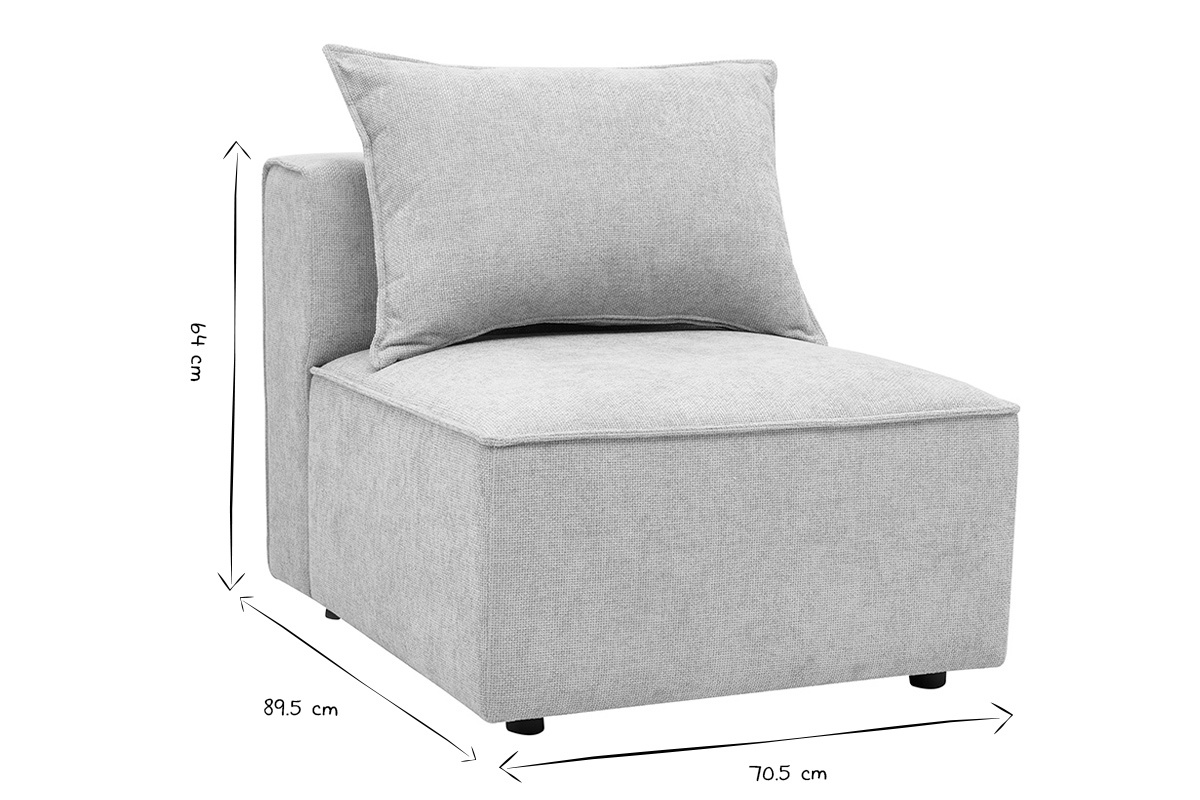 Module droit pour canap� en tissu effet velours textur� beige KERRY