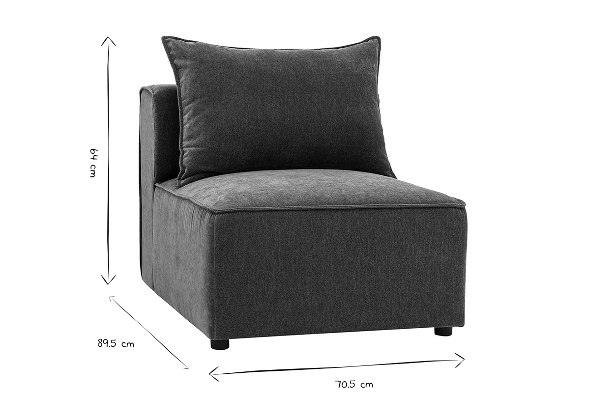 Module droit pour canap� en tissu effet velours vert kaki KERRY