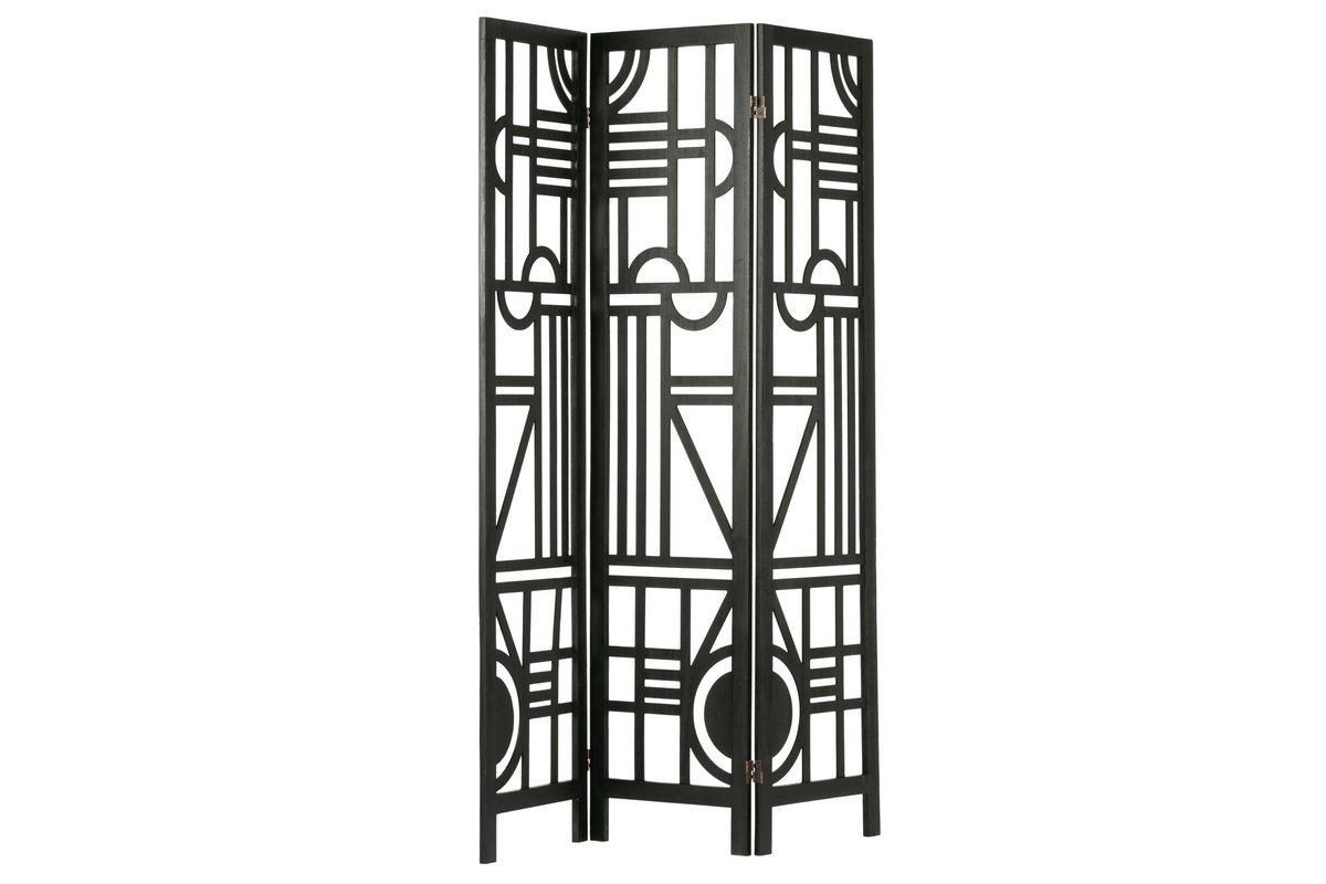 Paravent en bois noir avec motifs gomtriques H170 cm KEOPS
