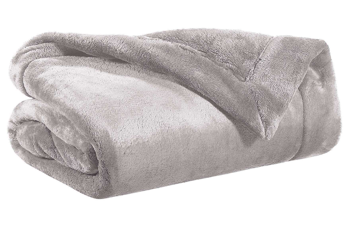 Plaid en polyester gris 150 x 200 cm FERO