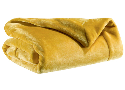 Plaid en polyester jaune curry 150 x 200 cm FERO