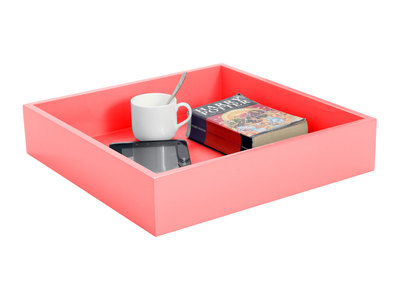 Plateau design laqué corail TEENA - Plateau design laqué corail TEENA