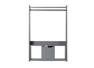 Portant v&ecirc;tements avec cube de rangement laqu&eacute; gris mat KIDDO 