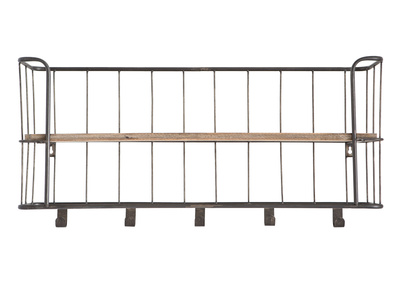 Porte-manteau mural métal gris et bois 85cm MANUFACTURE - Porte-manteau mural métal gris et bois 85cm MANUFACTURE