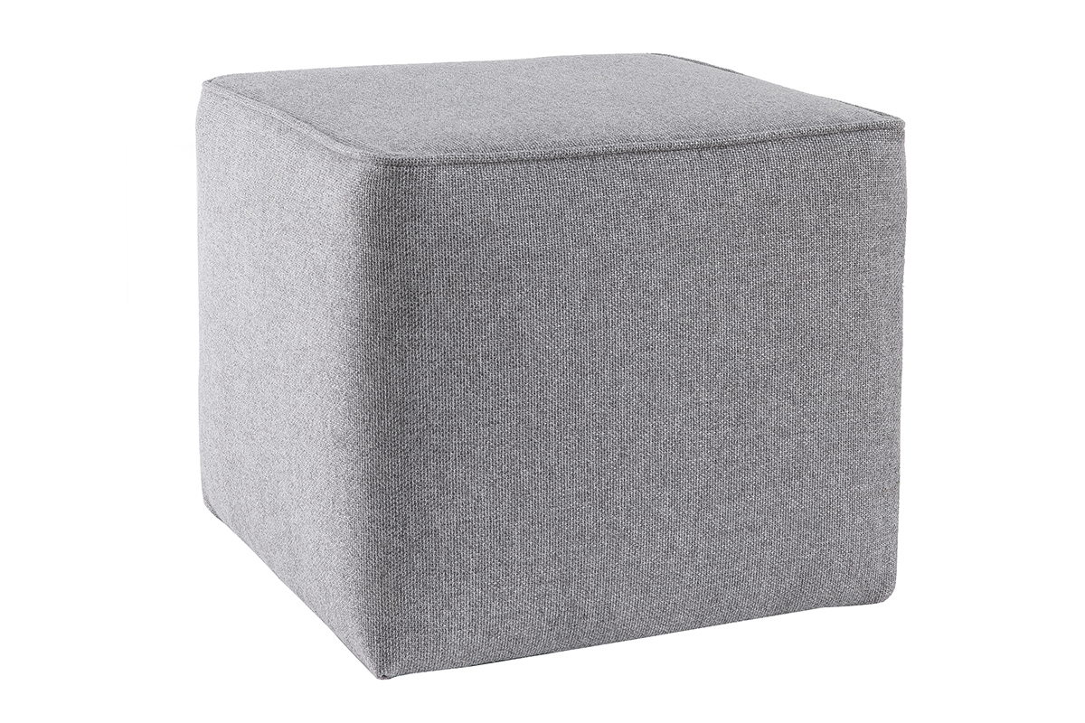 Pouf design carré en tissu gris PAVE