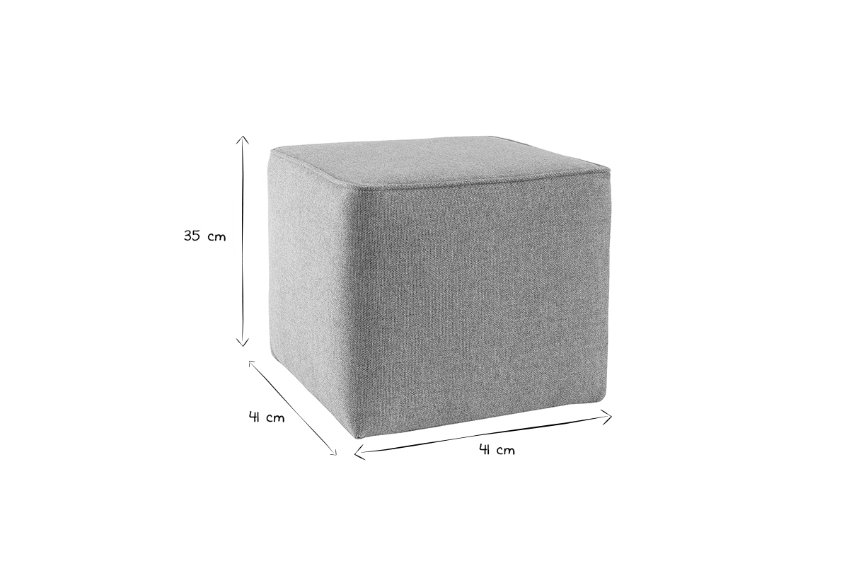 Pouf design carré en tissu gris PAVE