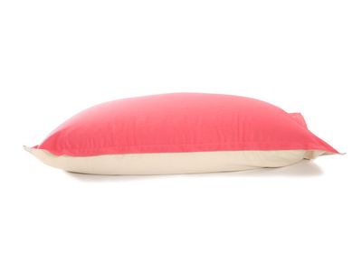 Pouf g&eacute;ant design coton corail/beige BIG MILIBAG