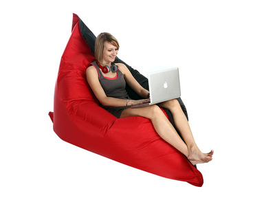 Pouf g&eacute;ant design polyester bicolore noir et rouge BIG MILIBAG
