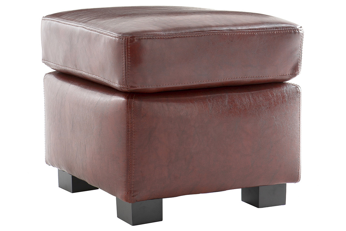 Pouf / repose pied Club cuir marron clair - cuir de buffle