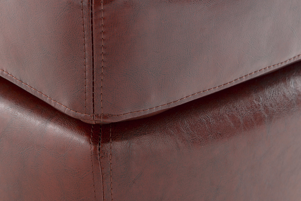 Pouf / repose pied Club cuir marron clair - cuir de buffle