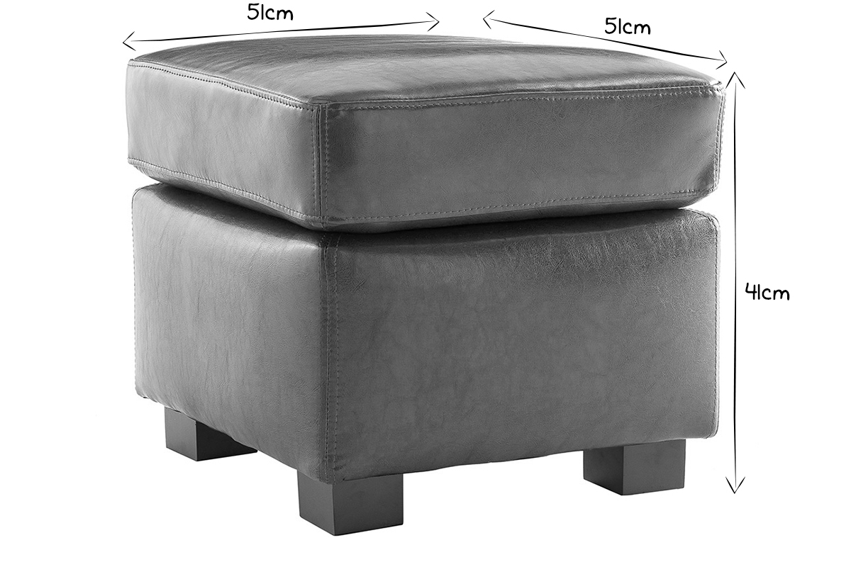 Pouf / repose pied Club cuir marron clair - cuir de buffle