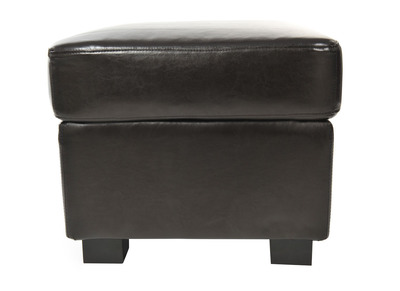 Pouf / repose pied Club cuir marron fonc&eacute; - cuir de buffle