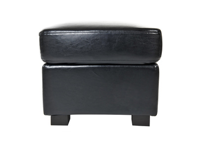 Pouf / repose pied Club cuir noir - cuir de buffle