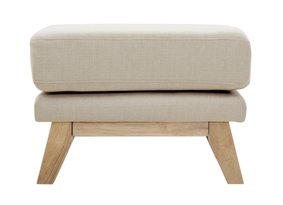 Pouf repose-pieds déhoussable scandinave en tissu beige et bois clair OSLO