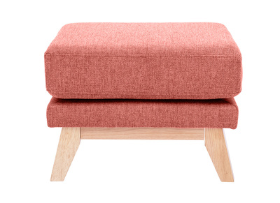 Pouf repose-pieds d&eacute;houssable scandinave en tissu effet velours textur&eacute; terracotta et bois clair OSLO