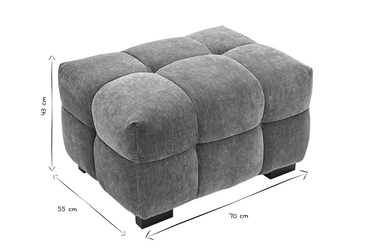 Pouf repose-pieds design en tissu effet velours marron noisette CORTO