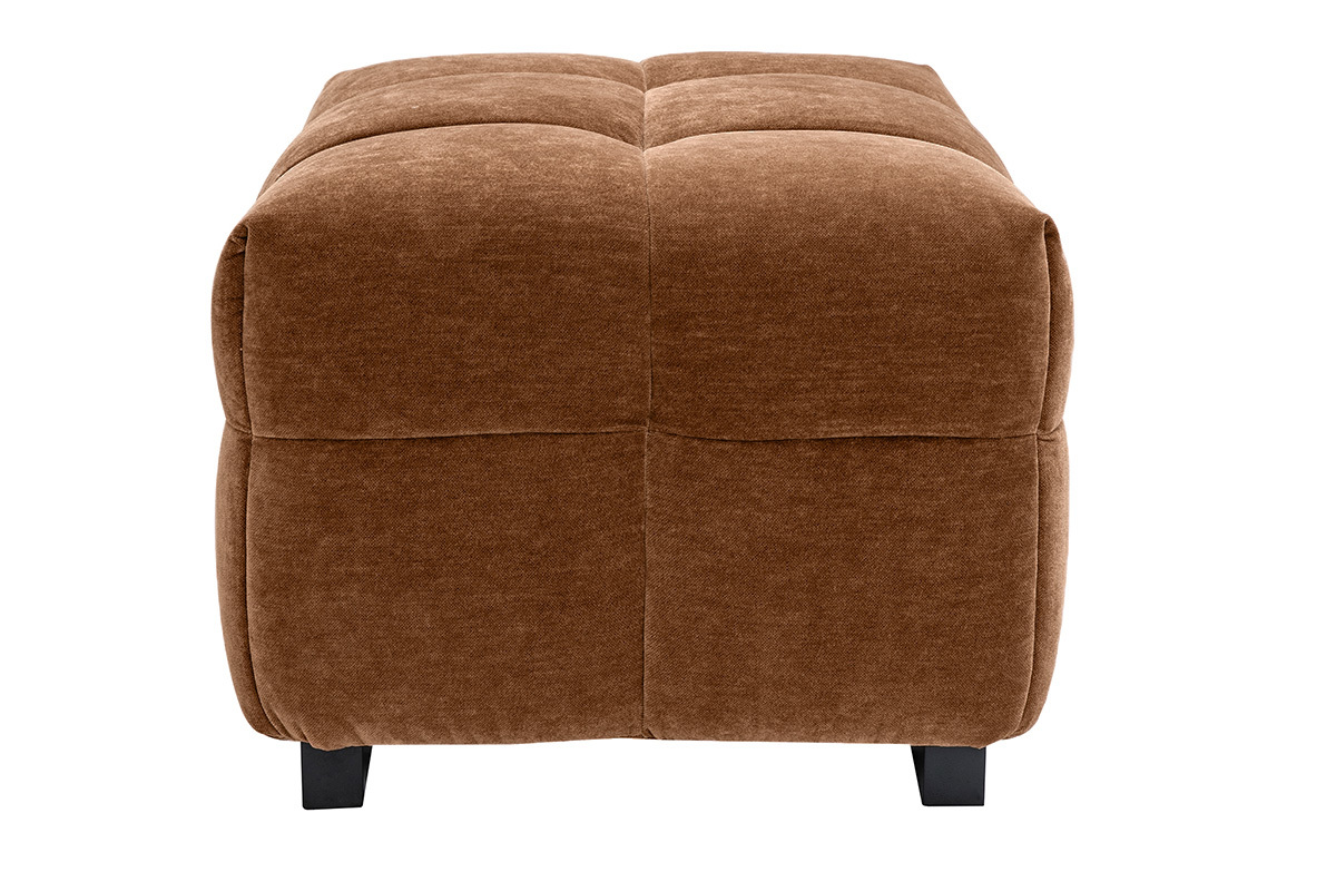 Pouf repose-pieds design en tissu effet velours marron noisette CORTO