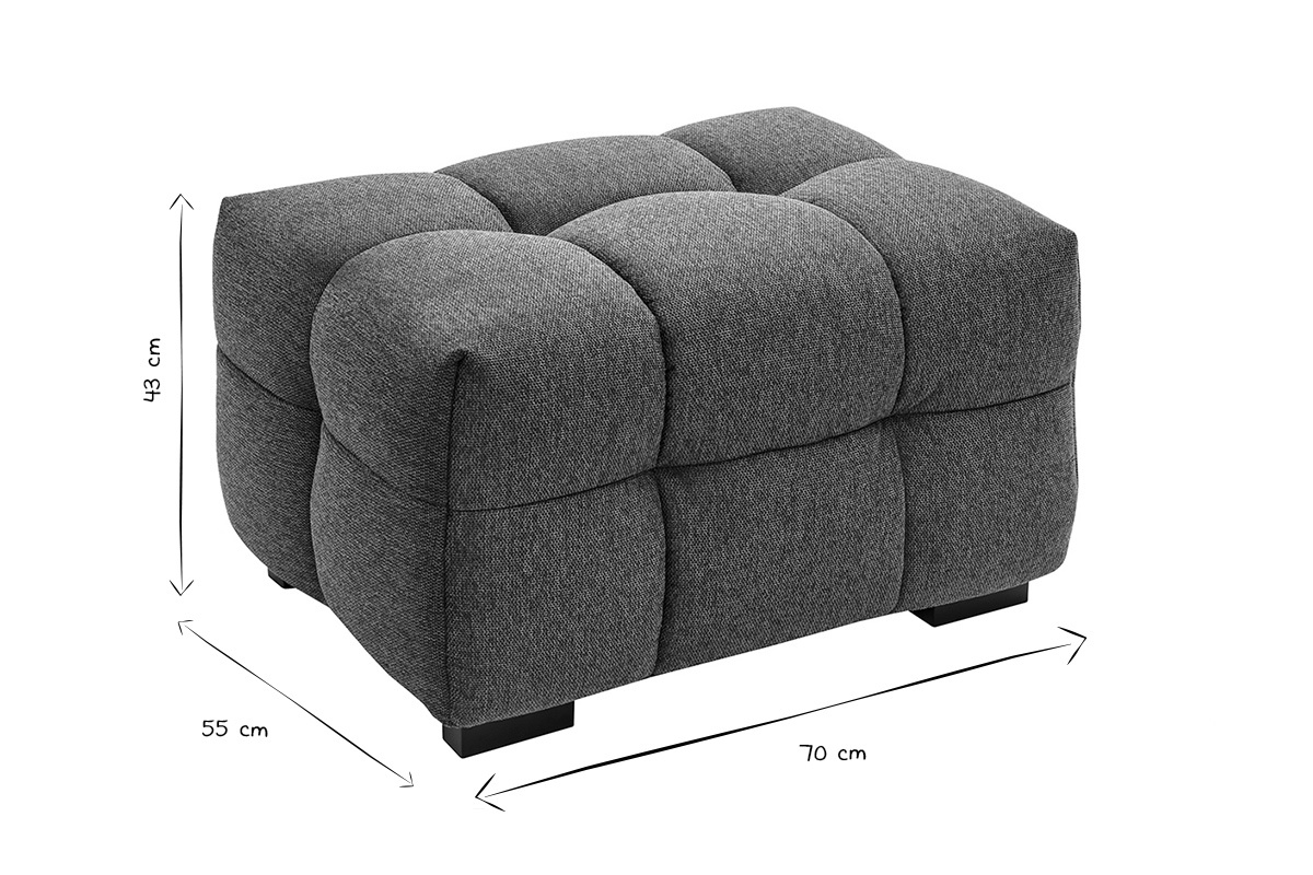 Pouf repose-pieds design en tissu effet velours textur bleu fonc CORTO