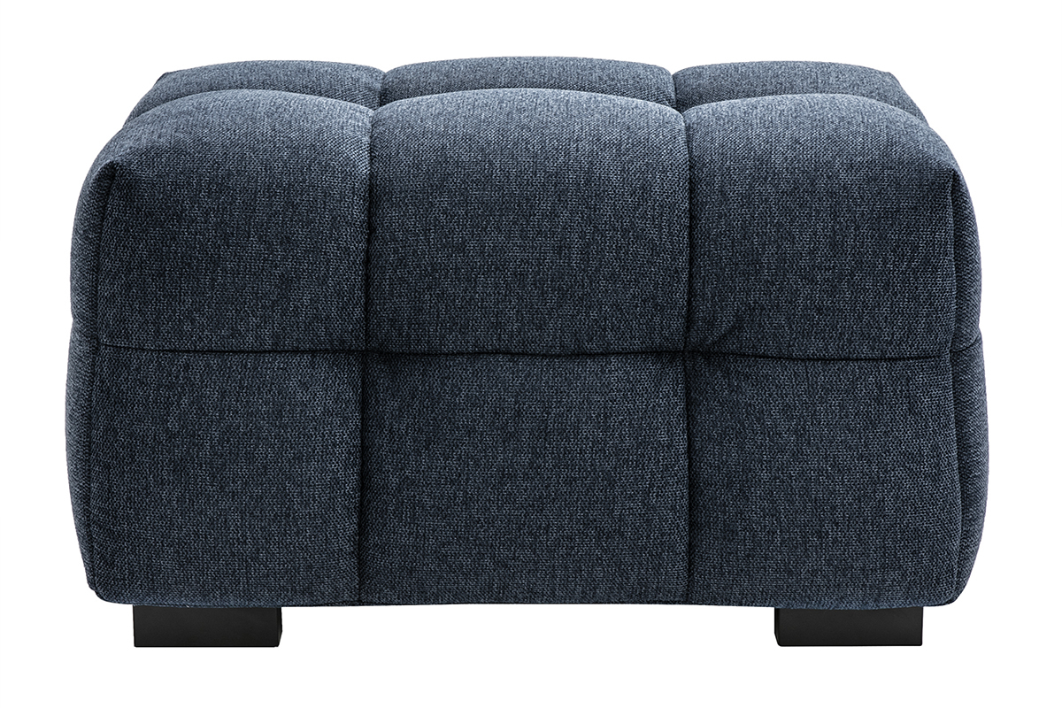 Pouf repose-pieds design en tissu effet velours textur bleu fonc CORTO