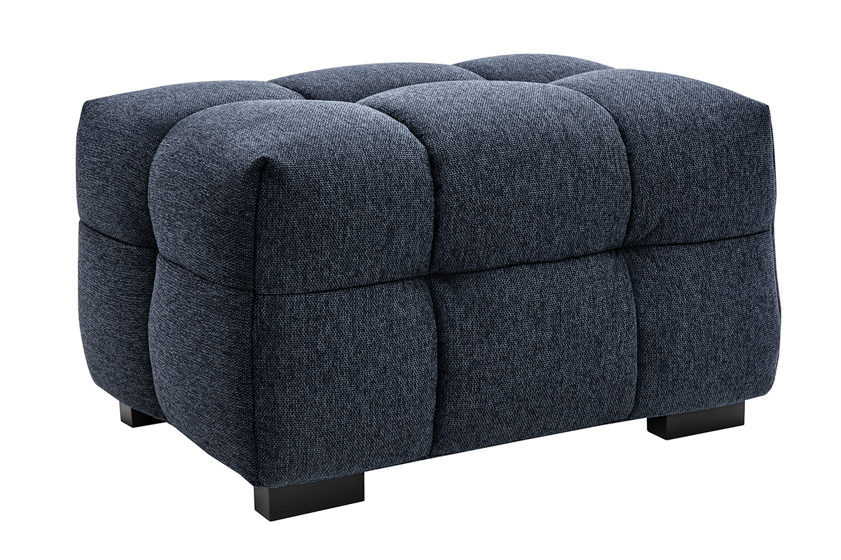 Pouf repose-pieds design en tissu effet velours textur bleu fonc CORTO