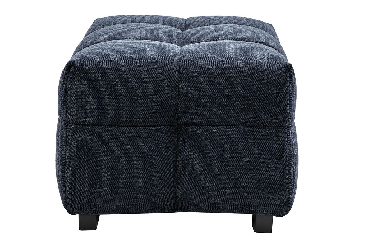 Pouf repose-pieds design en tissu effet velours textur bleu fonc CORTO