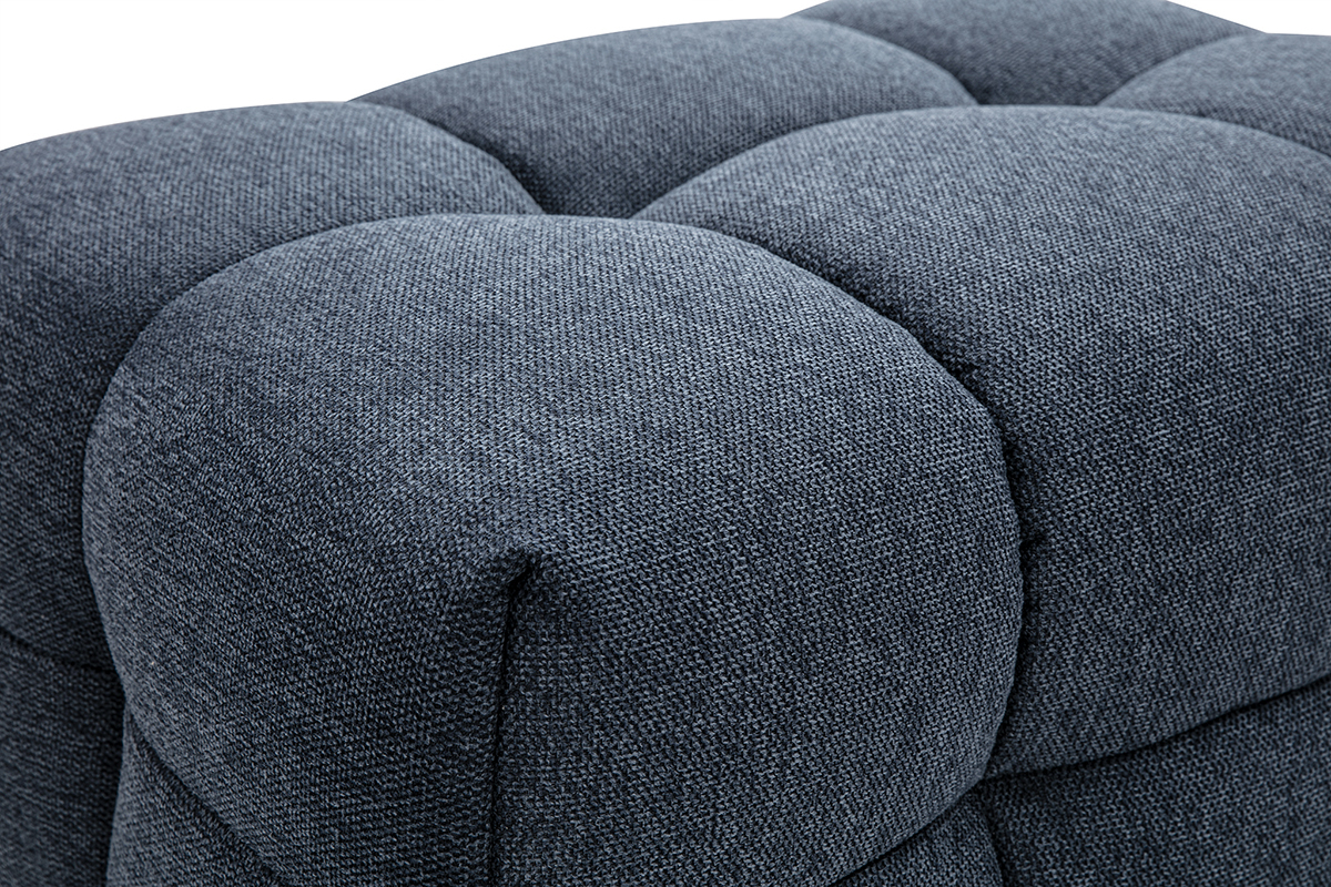 Pouf repose-pieds design en tissu effet velours textur bleu fonc CORTO