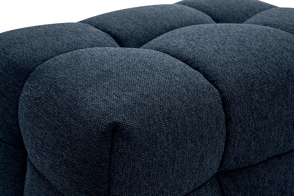 Pouf repose-pieds design en tissu effet velours textur bleu fonc CORTO