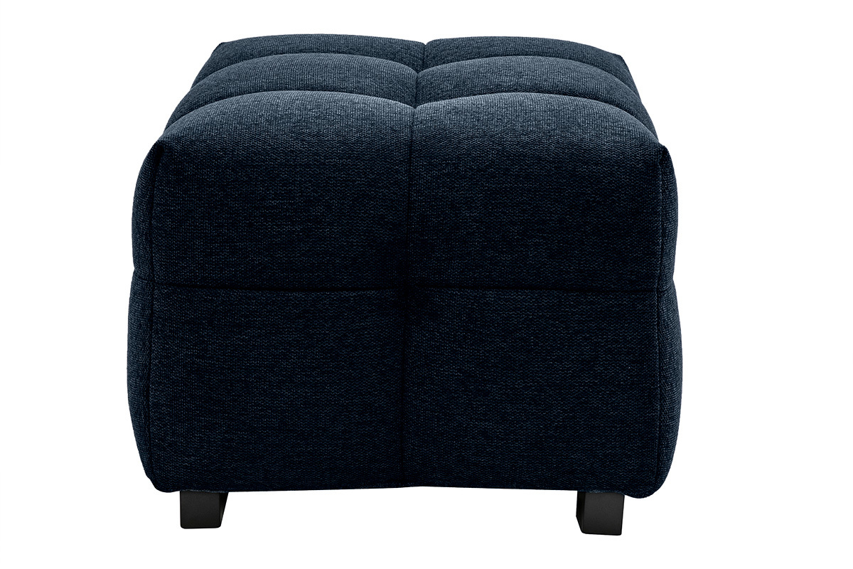 Pouf repose-pieds design en tissu effet velours textur bleu fonc CORTO