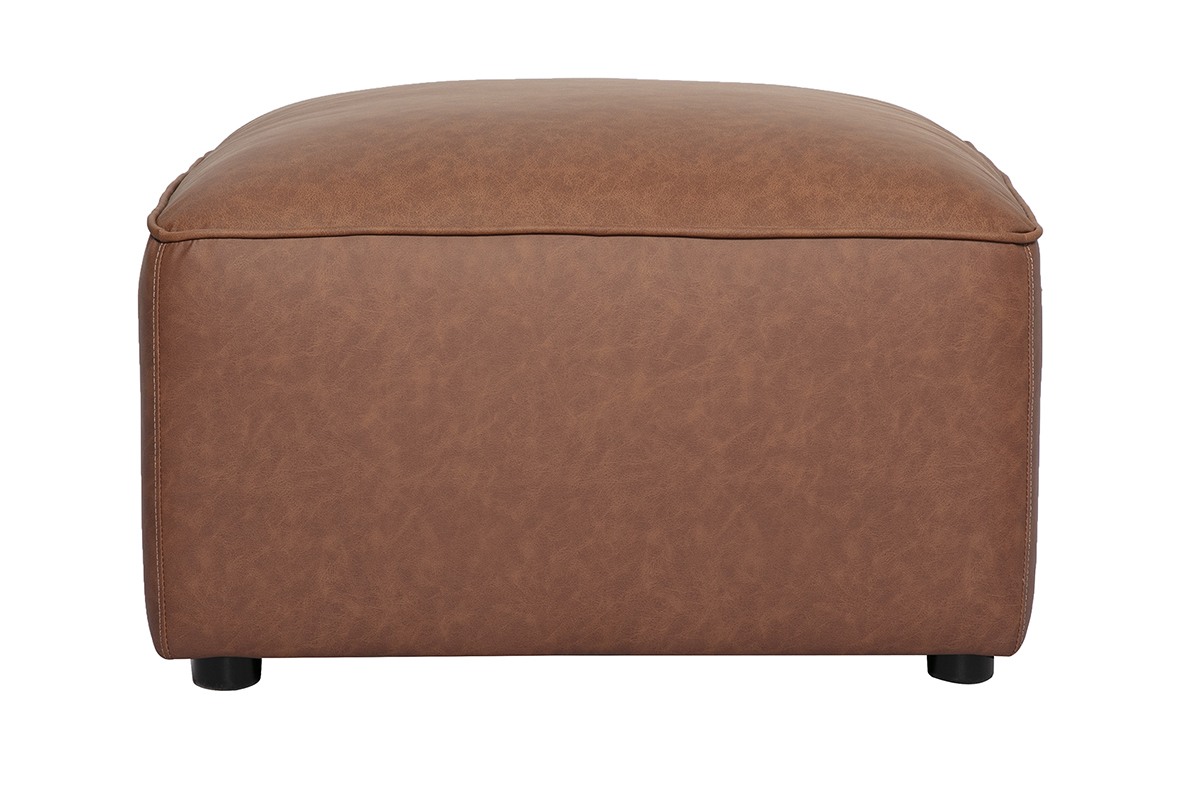 Pouf repose pieds en cuir marron FERGUS