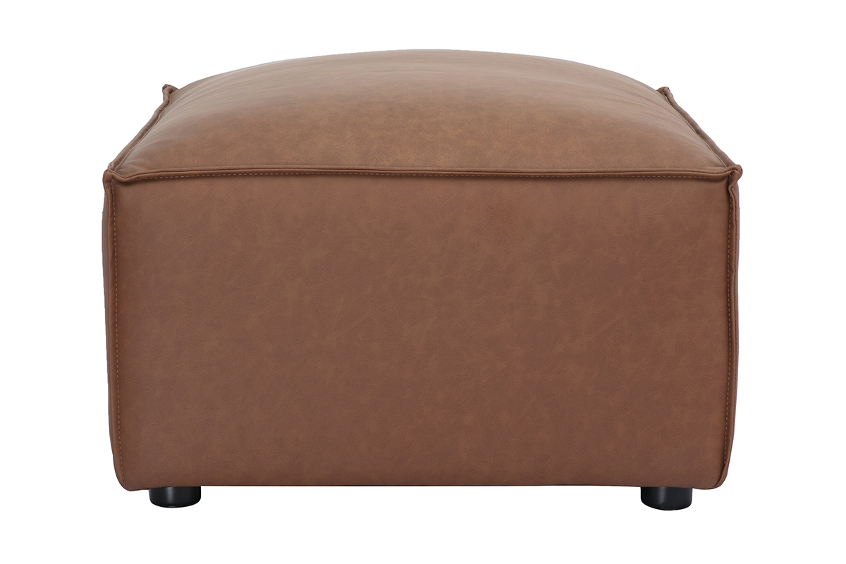 Pouf repose pieds en cuir marron SPLIT