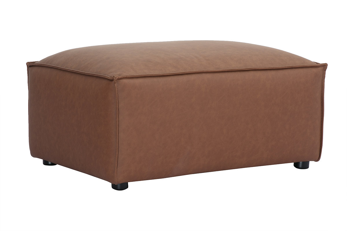 Pouf repose pieds en cuir marron SPLIT