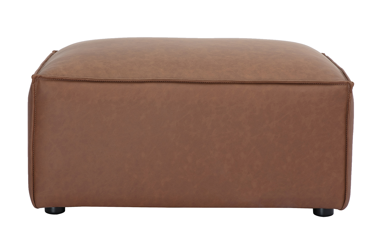 Pouf repose pieds en cuir marron SPLIT