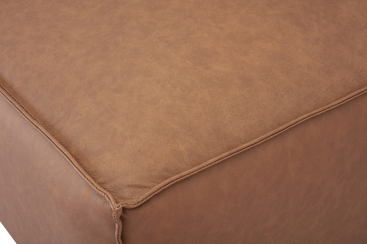 Pouf repose pieds en cuir marron SPLIT