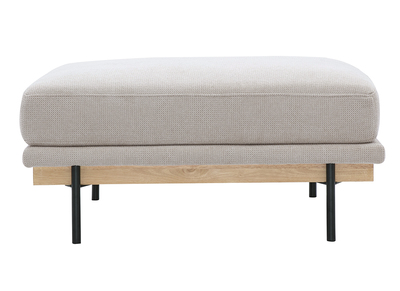 Pouf repose pieds en tissu chenille beige et métal noir TODD