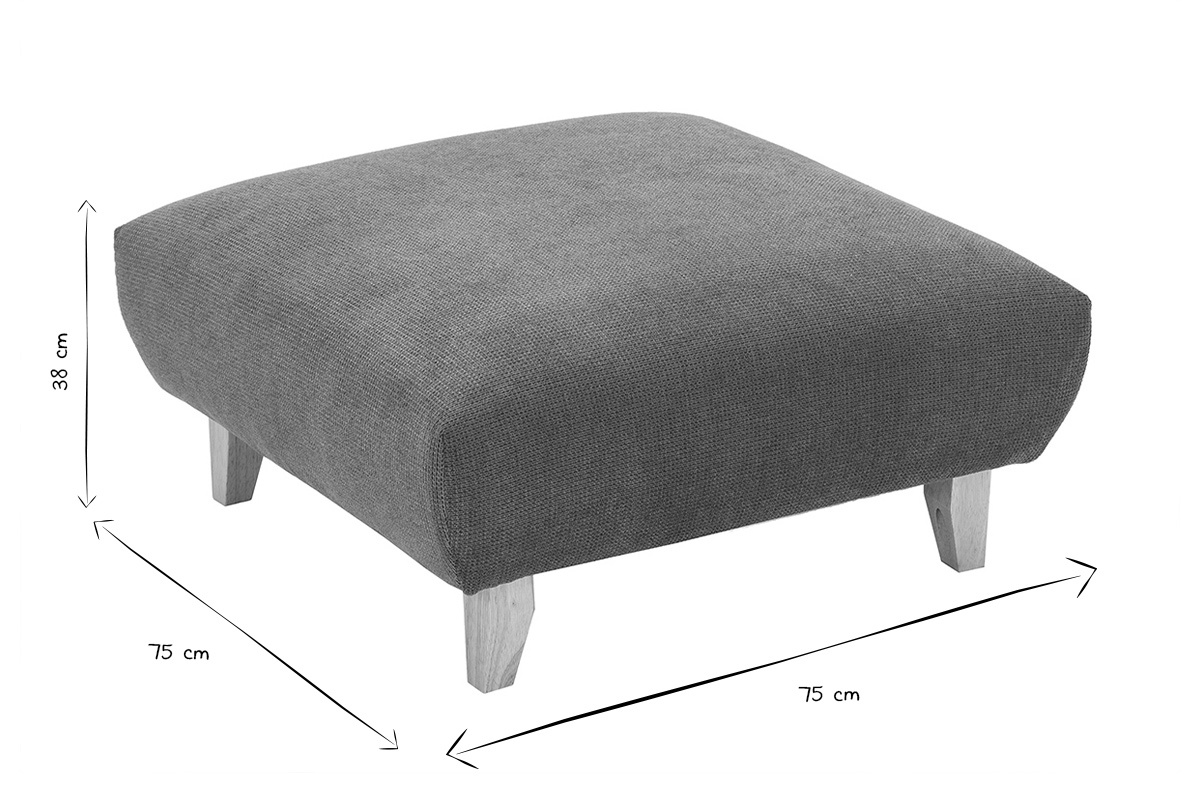 Pouf repose-pieds en tissu chenille terre br�l�e et bois clair L75 cm BASTILLE