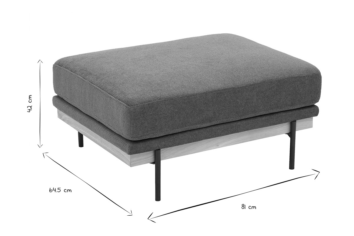 Pouf repose pieds en tissu chenille terre br�l�e et m�tal noir TODD