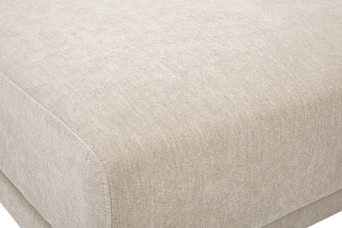 Pouf repose pieds en tissu effet velours taupe et m�tal noir JERRY