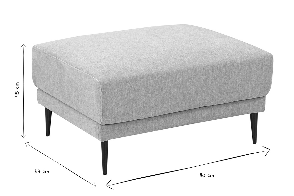 Pouf repose pieds en tissu effet velours taupe et m�tal noir JERRY