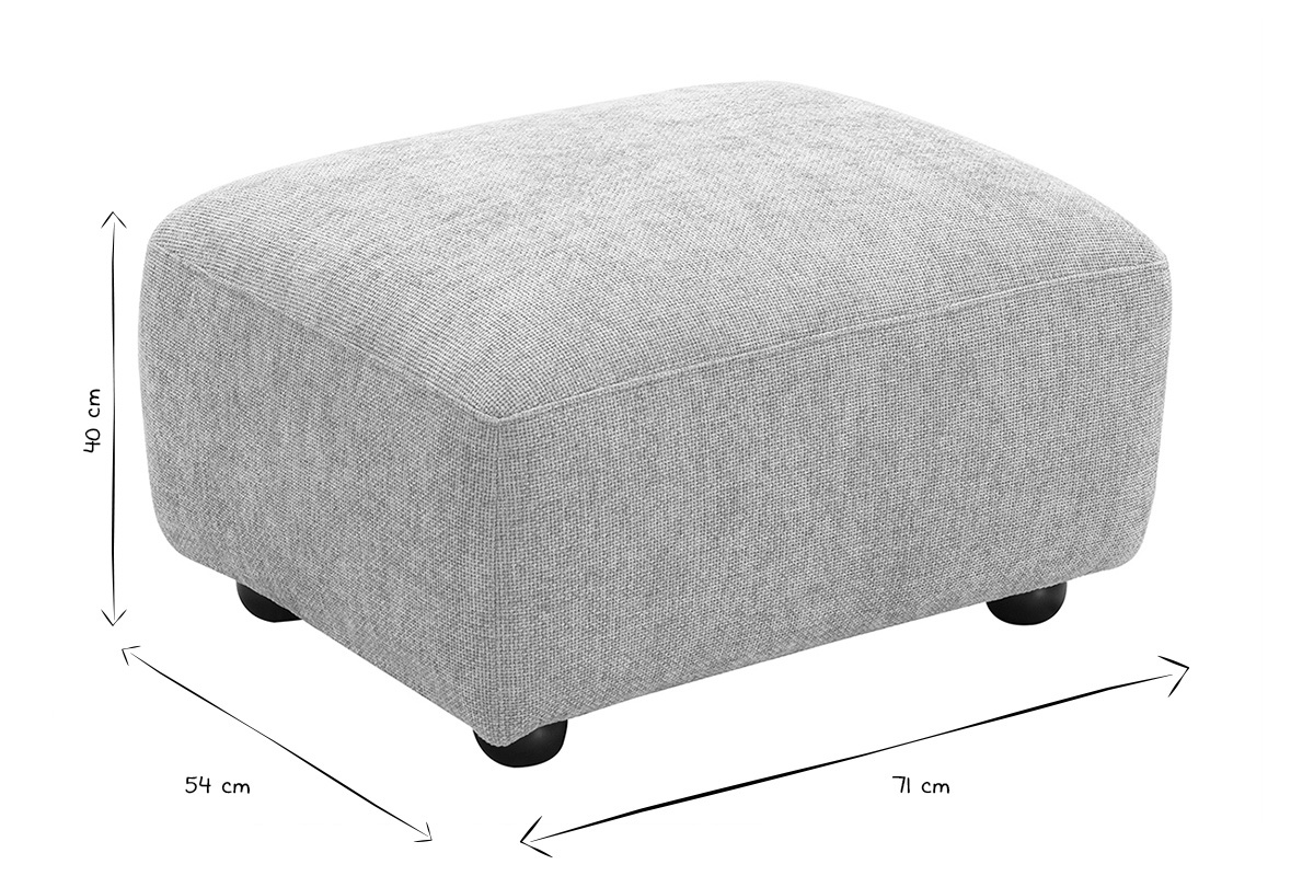 Pouf repose pieds en tissu effet velours textur beige JOYA