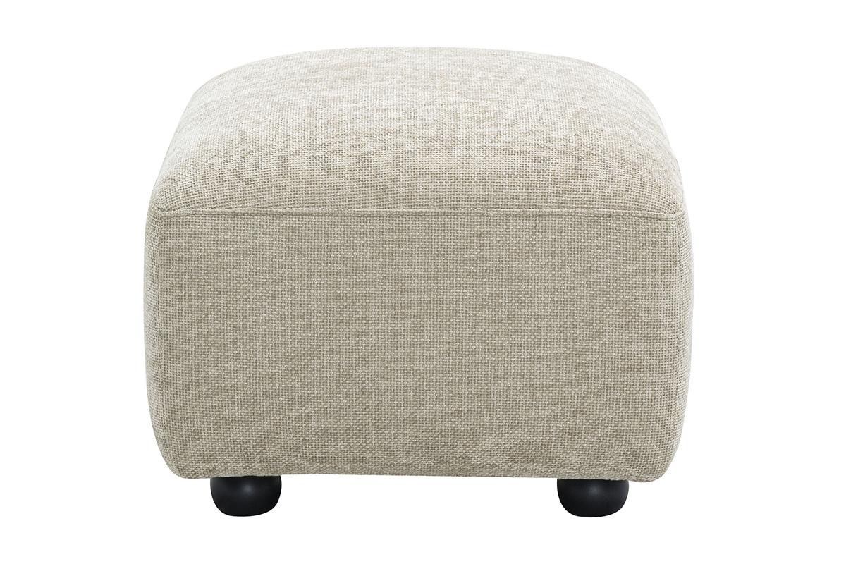 Pouf repose pieds en tissu effet velours textur beige JOYA