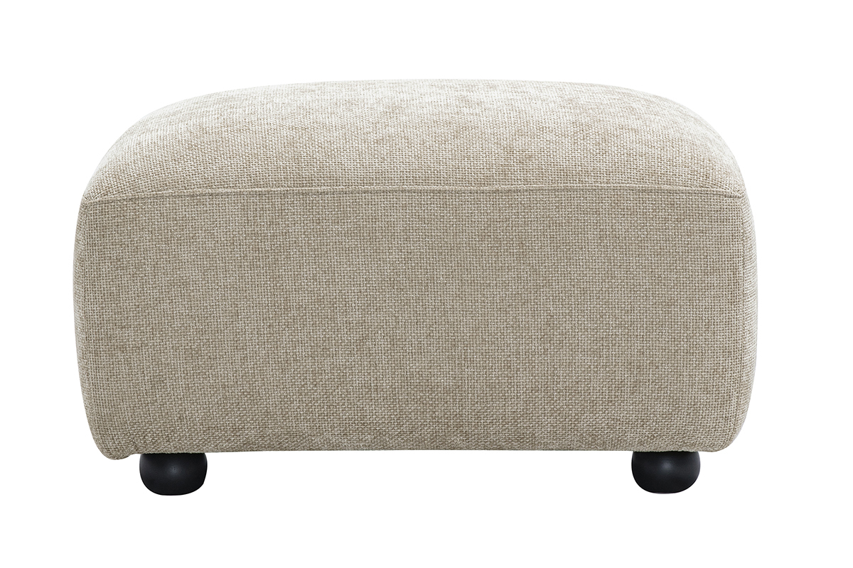 Pouf repose pieds en tissu effet velours textur beige JOYA
