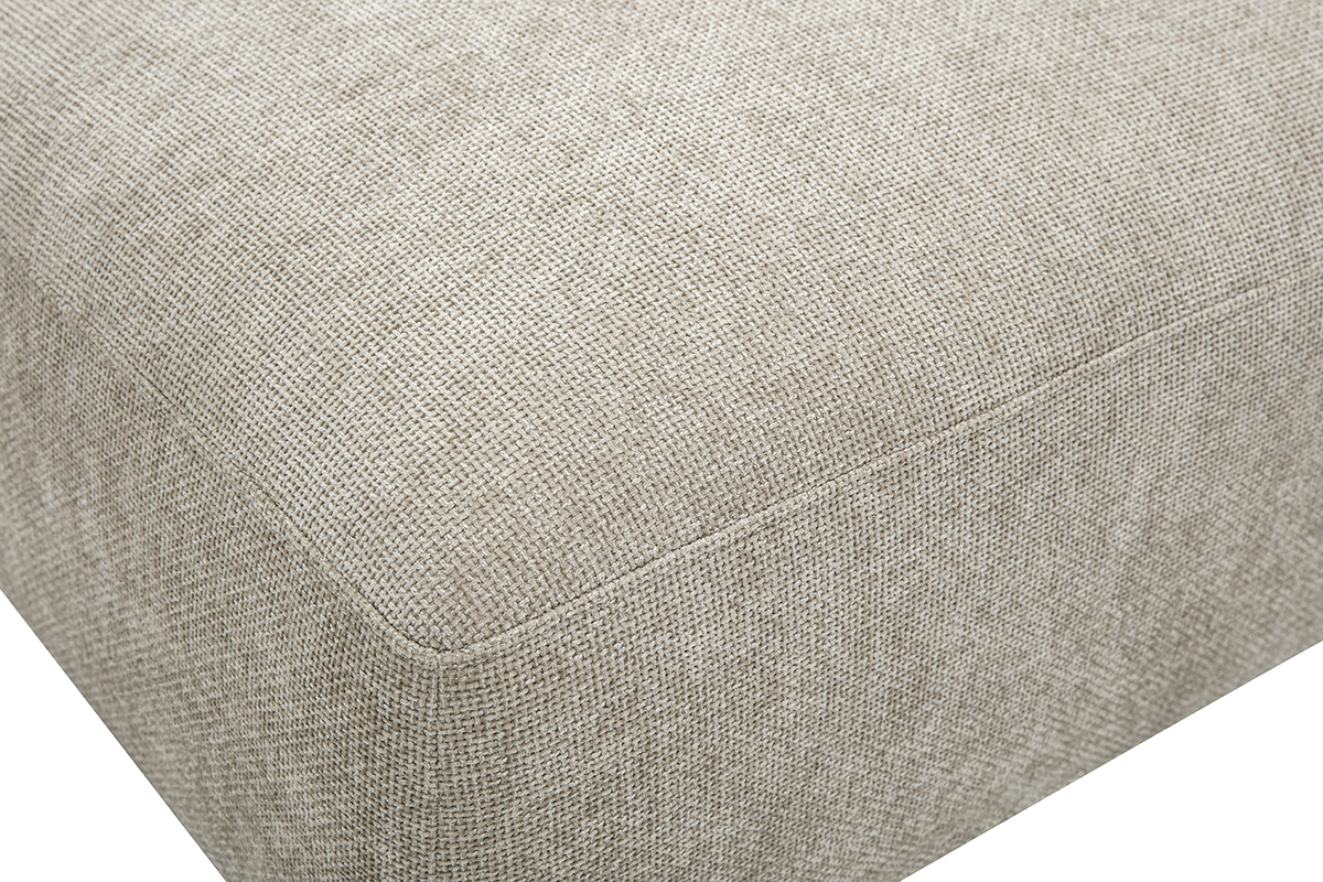 Pouf repose pieds en tissu effet velours textur beige JOYA