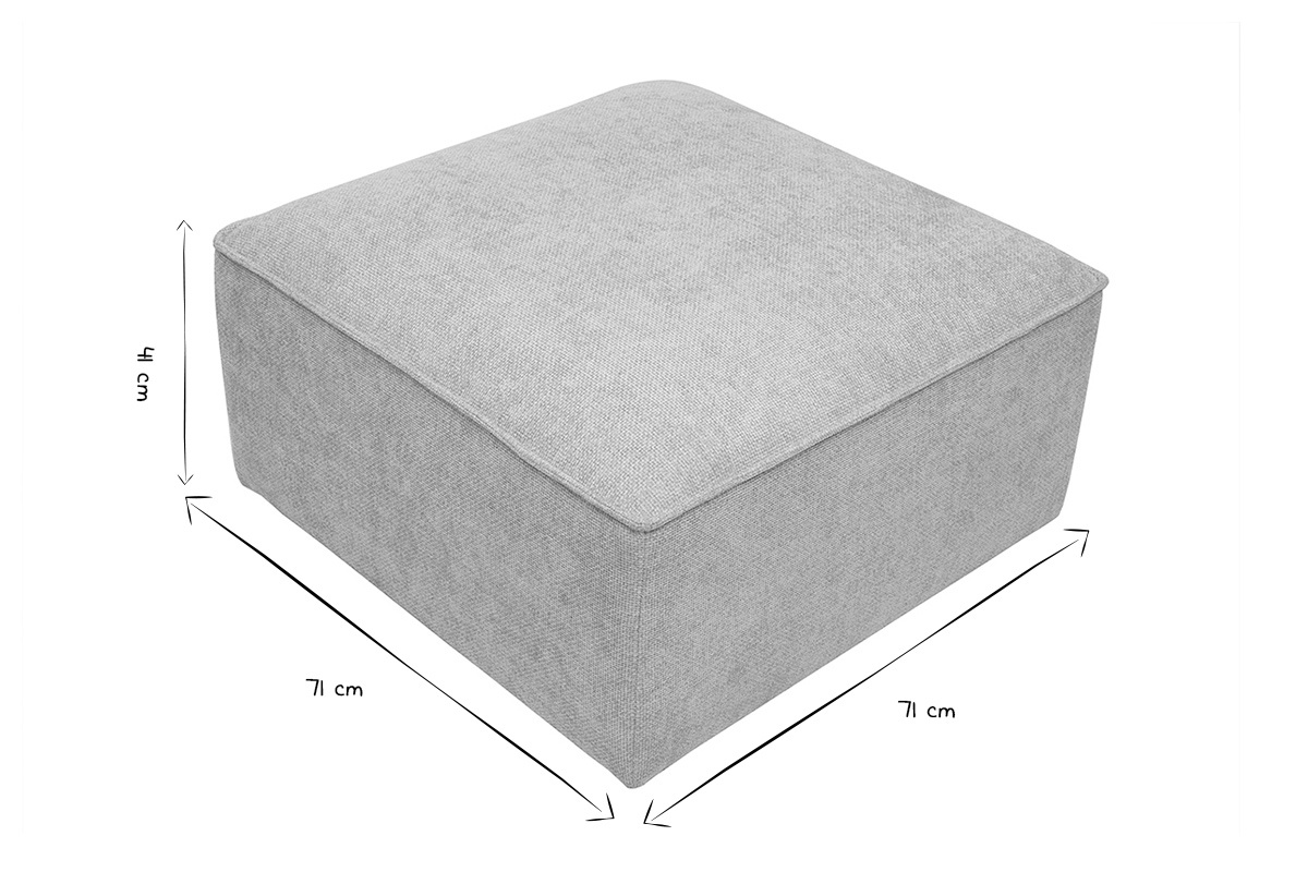 Pouf repose pieds en tissu effet velours textur� beige KERRY