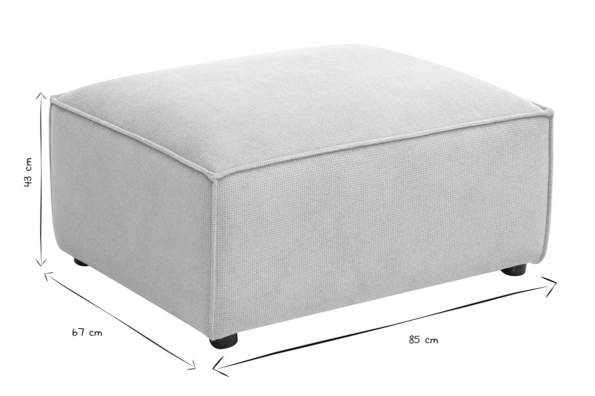Pouf repose pieds en tissu effet velours textur beige SPLIT