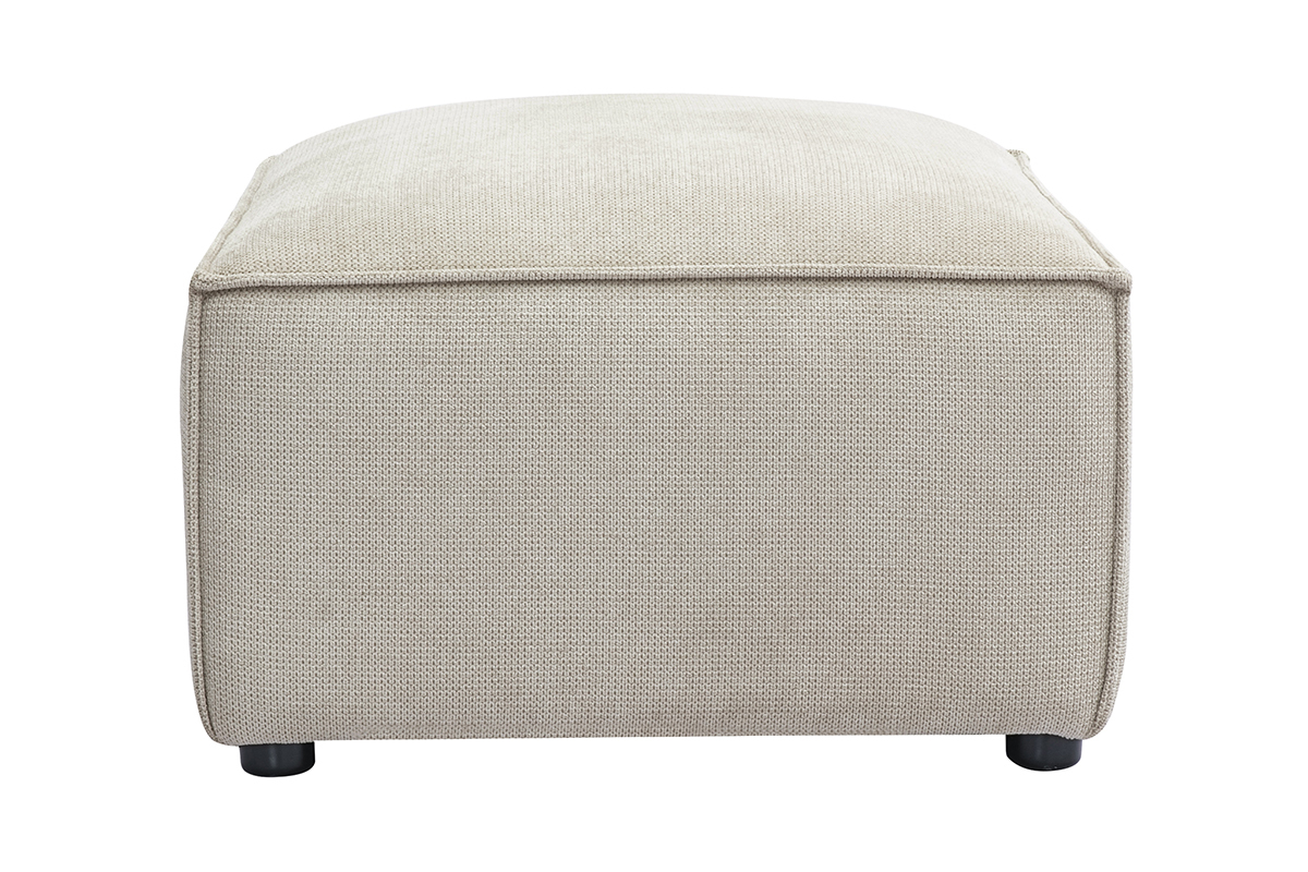 Pouf repose pieds en tissu effet velours textur beige SPLIT