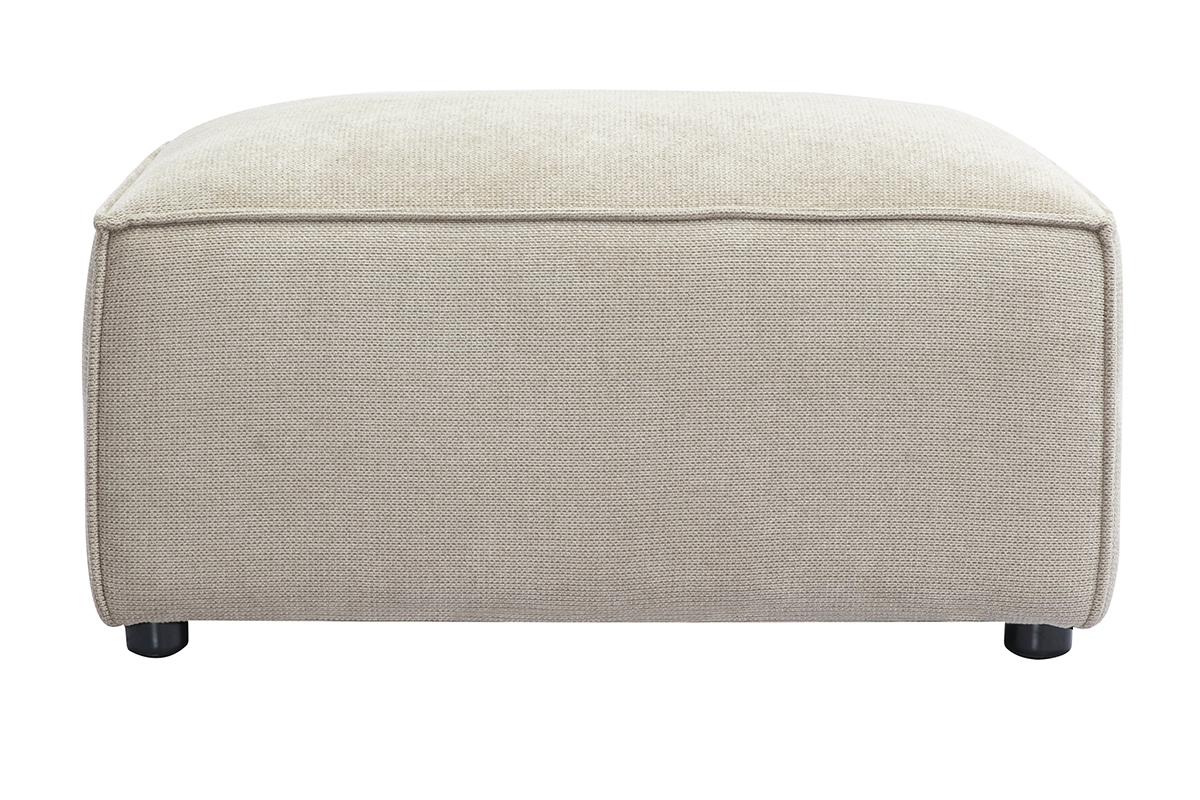 Pouf repose pieds en tissu effet velours textur beige SPLIT