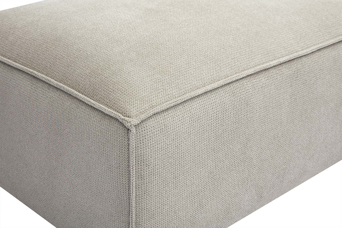 Pouf repose pieds en tissu effet velours textur beige SPLIT