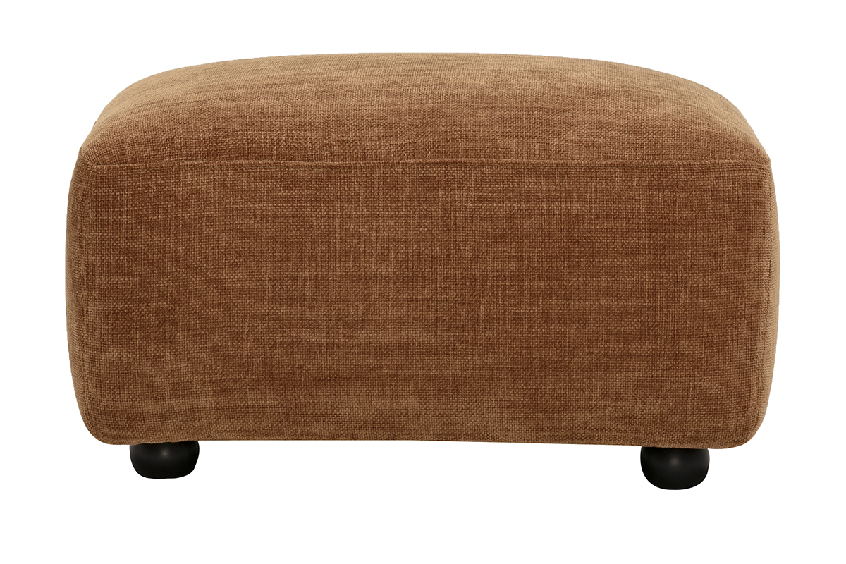 Pouf repose pieds en tissu effet velours textur� terre br�l�e JOYA